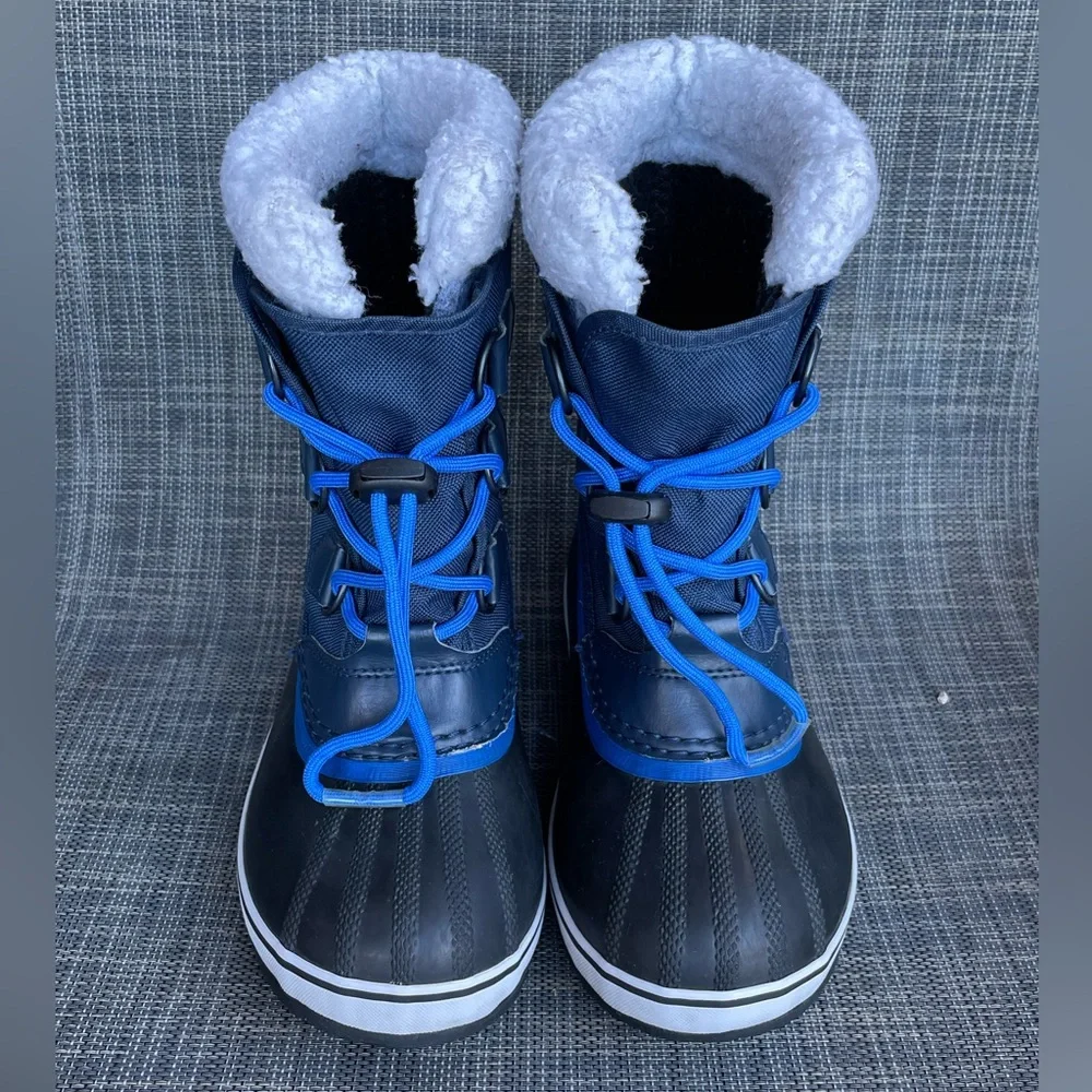 Sorel Kids Yoot Pac Nylon Waterproof Winter Boots Blue/Black Snow Shoes Youth 2